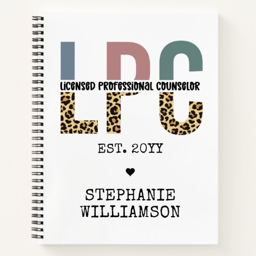 Custom LPC Licensed Professional Counselor Gift Notebook