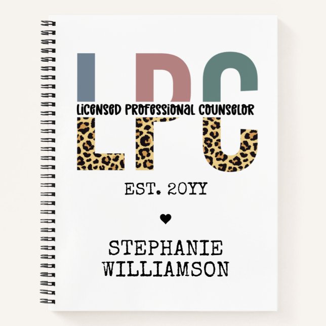 Custom LPC Licensed Professional Counselor Gift Notebook (Front)