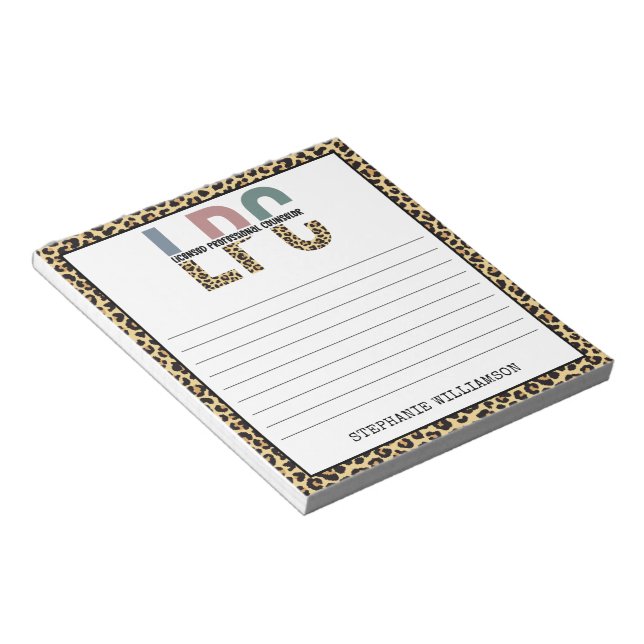 Custom LPC Licensed Professional Counselor Gift Notepad (Angled)