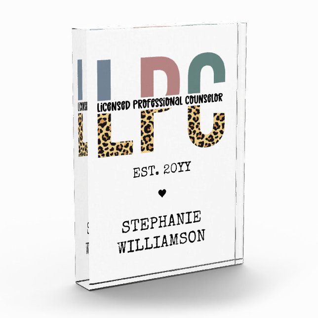 Custom LPC Licensed Professional Counselor Gift Photo Block (Left)