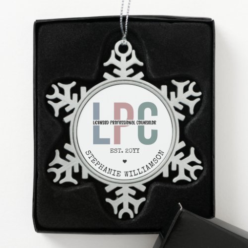 Custom LPC Licensed Professional Counselor Gift Snowflake Pewter Christmas Ornament