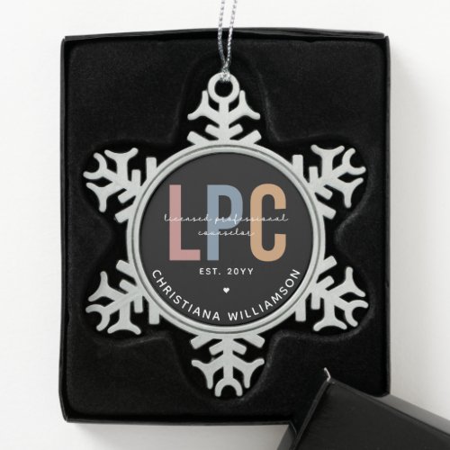Custom LPC Licensed Professional Counselor Gift Snowflake Pewter Christmas Ornament