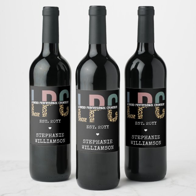 Custom LPC Licensed Professional Counselor Gift Wine Label (Bottles)