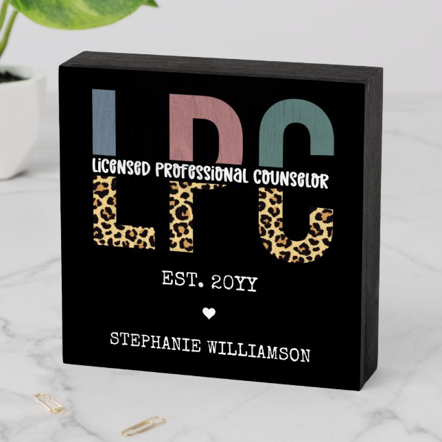 Custom LPC Licensed Professional Counselor Gift Wooden Box Sign (In Situ Horizontal)