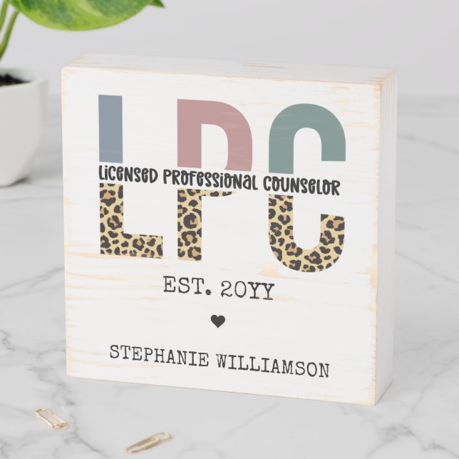 Custom LPC Licensed Professional Counselor Gift Wooden Box Sign (In Situ Horizontal)