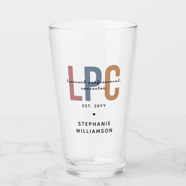 Custom LPC Licensed Professional Counselor Glass (Front)