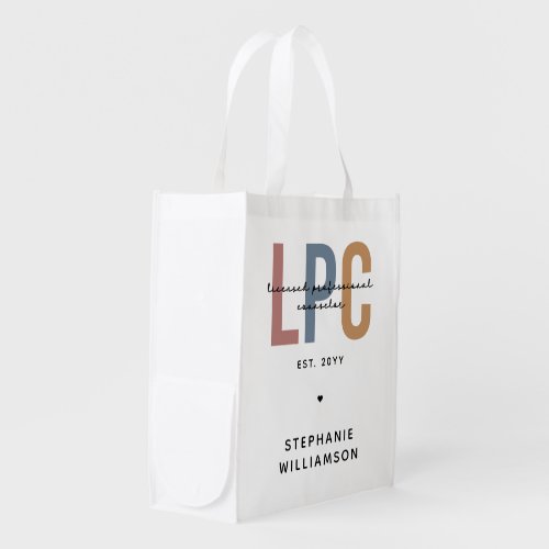 Custom LPC Licensed Professional Counselor Grocery Bag