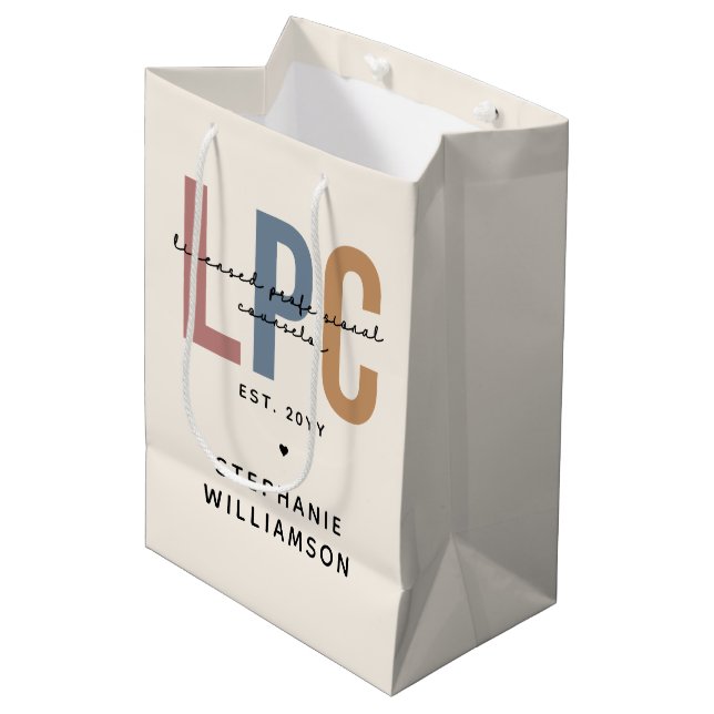 Custom LPC Licensed Professional Counselor Medium Gift Bag (Front Angled)