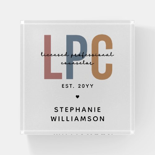 Custom LPC Licensed Professional Counselor Paperweight