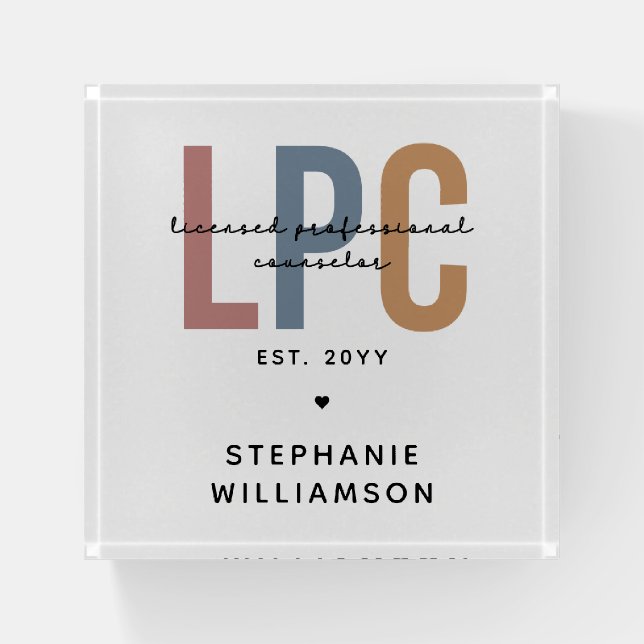Custom LPC Licensed Professional Counselor Paperweight (Front)
