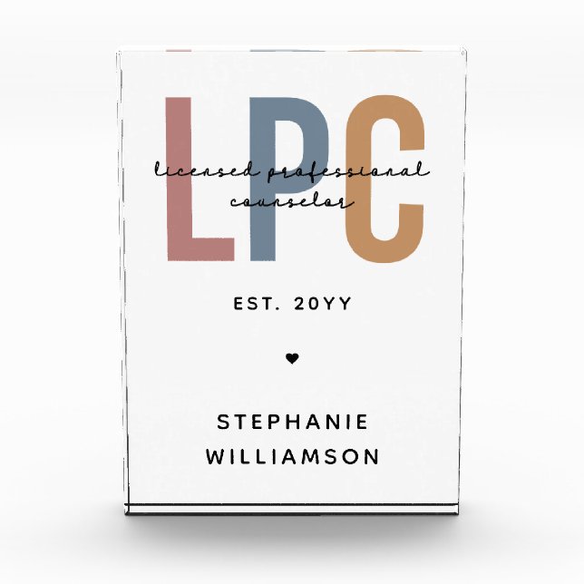 Custom LPC Licensed Professional Counselor Photo Block (Front)