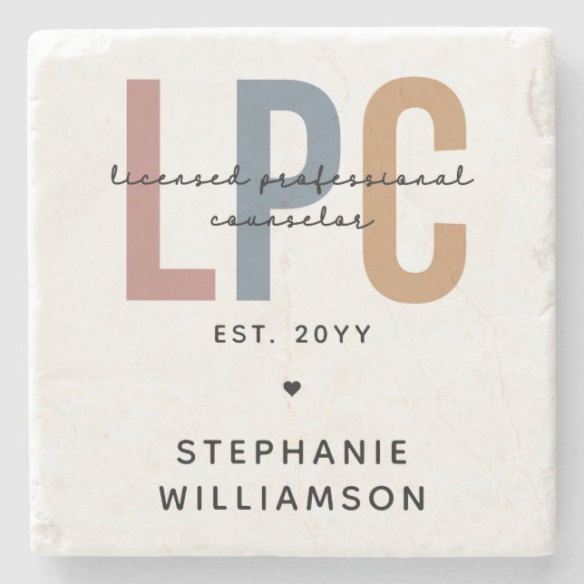 Custom LPC Licensed Professional Counselor Stone Coaster (Front)