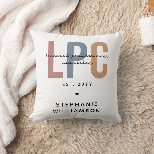 Custom LPC Licensed Professional Counselor Throw Pillow