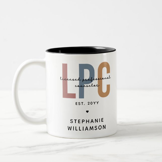 Custom LPC Licensed Professional Counselor Two-Tone Coffee Mug (Left)