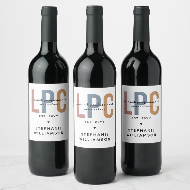 Custom LPC Licensed Professional Counselor Wine Label (Bottles)