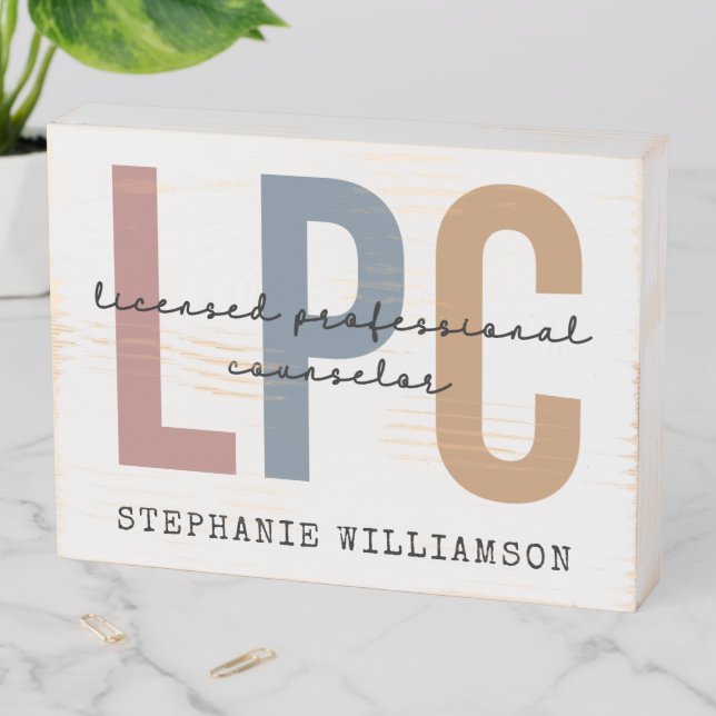Custom LPC Licensed Professional Counselor Wooden Box Sign (In Situ Horizontal)
