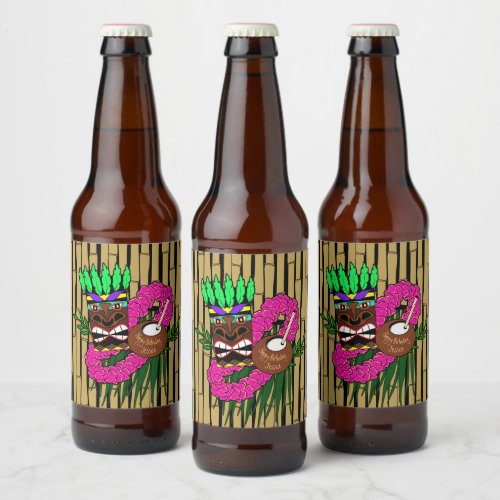 Custom Luau Birthday Party Theme Beer Bottle Label