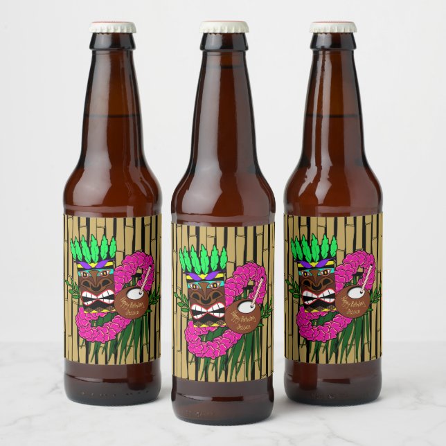 Custom Luau Birthday Party Theme Beer Bottle Label (Bottles)