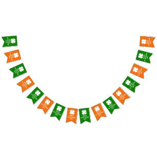 Custom lucky 4 leaf clover St Patricks Day party Bunting Flags