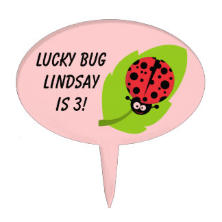 Custom Lucky Bug Birthday Cake Topper