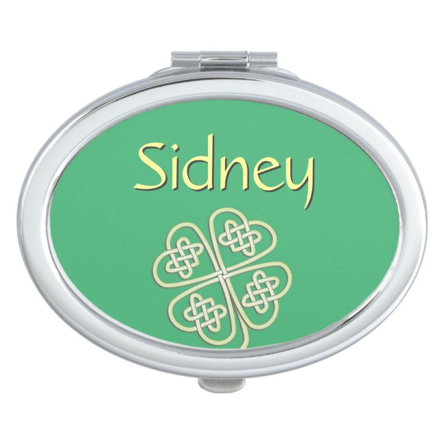 Custom Lucky Celtic Clover Oval Compact Mirror