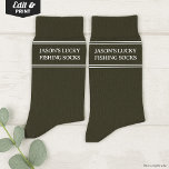 Custom Lucky Fishing Socks Birthday Christmas Gift<br><div class="desc">Bring luck to every catch with these custom lucky fishing socks! Personalize with a name or fun message to create the perfect gift for dads, grandpas, or fishing enthusiasts. Soft, comfortable, and full of character, these socks make a great birthday or Christmas gift for anyone who loves spending time on...</div>