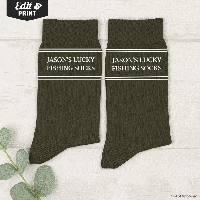 Custom Lucky Fishing Socks Birthday Christmas Gift (Custom Lucky Fishing Socks Olive, Funny Christmas Gift for Dad, Birthday Gift for Husband Fisherman)