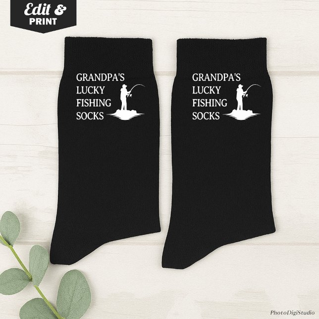 Custom Lucky Fishing Socks Birthday Christmas Gift (Custom Lucky Fishing Socks Black, Funny Christmas Gift for Pops, Birthday Gift for Grandpa Fisherman)