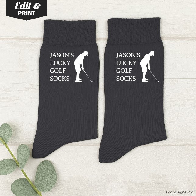 Custom Lucky Golf Socks, Birthday Christmas Fun Socks (Custom Lucky Golf Socks Gray, Fun Golfer Grandfather Christmas Gift, Fun Socks for Husband Birthday)