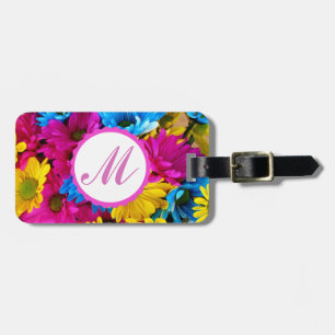 Custom Luggage Tag daisy colorful flower Monogram