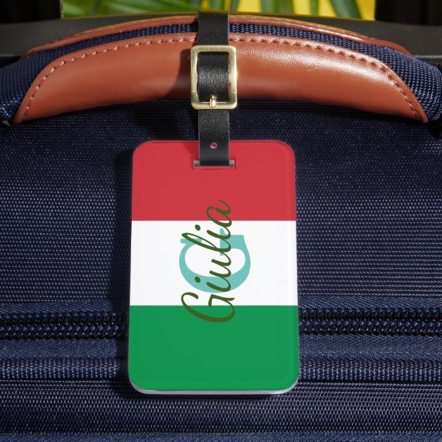 Custom luggage tag, Italian flag luggage tag  (Front Insitu 2)