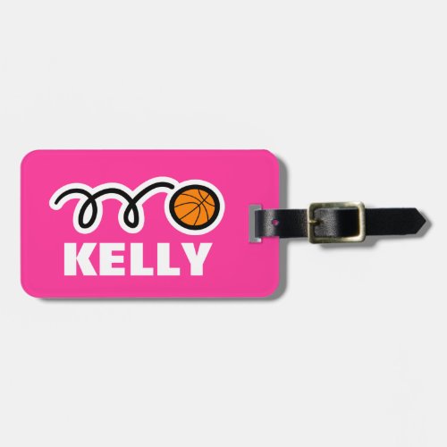 Custom luggage tag with cute basketball design