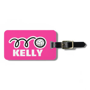 Custom luggage tag with cute volleyball design