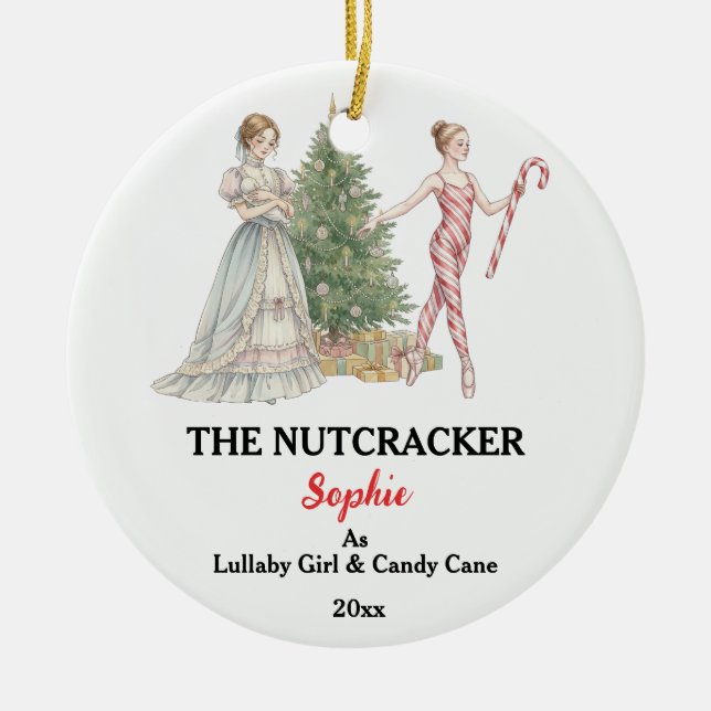Custom Lullaby Girl Nutcracker Photo Christmas Ceramic Ornament (Front)