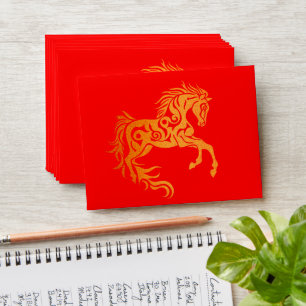 Custom Lunar Chinese New Year 2026 HORSE 新年快乐 Red Envelope