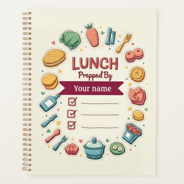 Custom Lunch Prep Label with Name Planner (Front)