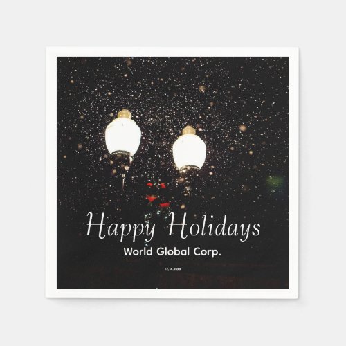 Custom Luxe Snow Lights Black White Holiday Xmas Napkins