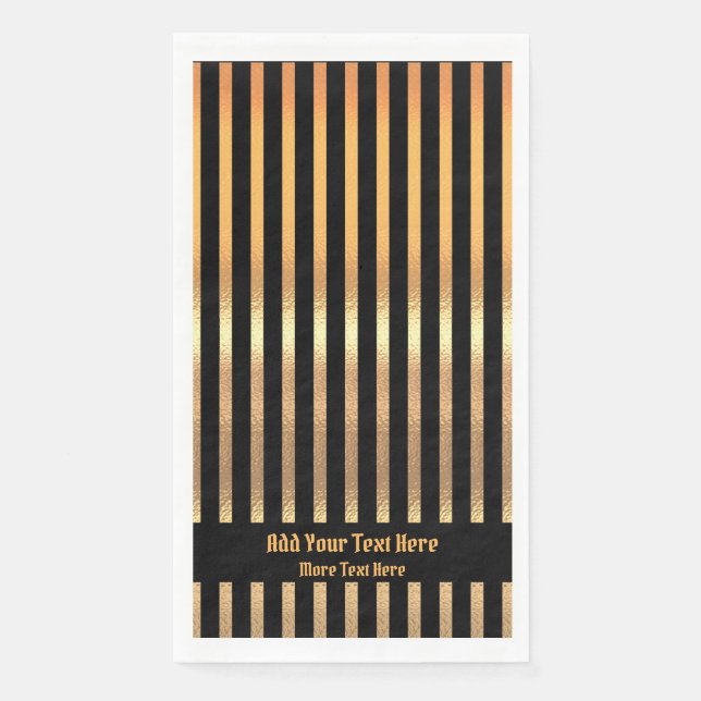 Custom Luxury Black And Gold Stripes  Paper Guest Towels (Front)