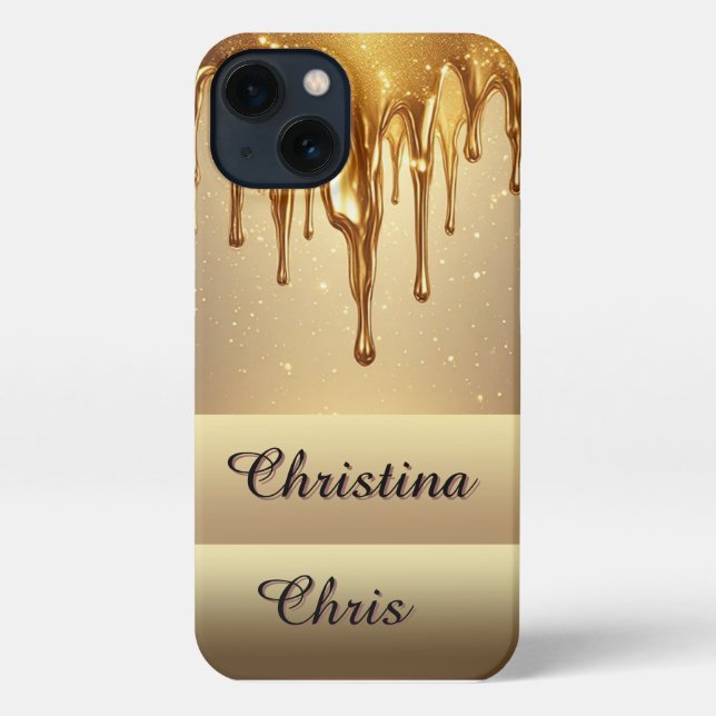 Custom Luxury Glitter Gold Elegant Aesthetic Gift  iPhone Case (Back)