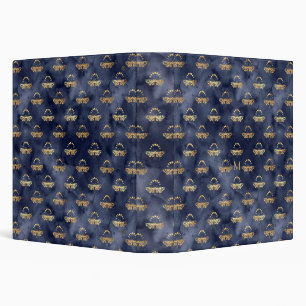 Custom Luxury Gold Bee Navy Night Celestial 3 Ring Binder