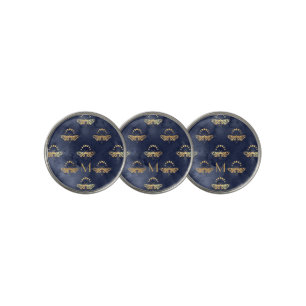 Custom Luxury Gold Bee Navy Night Celestial Golf Ball Marker