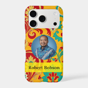 Custom Luxury Gold Indonesian Floral Woven Boho iPhone 17 Pro Case