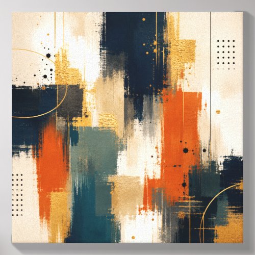 Custom Luxury Gold Navy Abstract Modern Art Canvas Photo Tile
