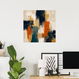 Custom Luxury Gold Navy Abstract Modern Art Poster