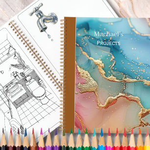 Custom luxury golden marble Important Project blue Notebook