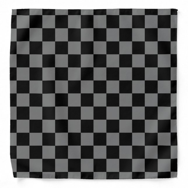 Custom Luxury Gray/Black Checkered Bandana (Front)