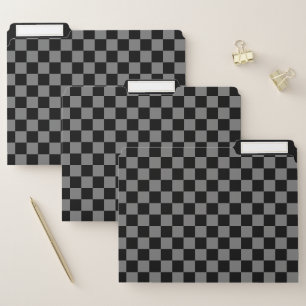 Custom Luxury Gray/Black Checkered File Folder