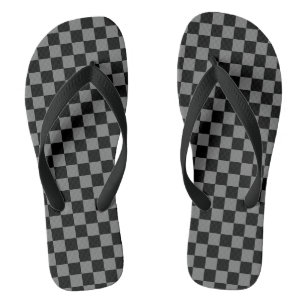 Custom Luxury Gray/Black Checkered Flip Flops