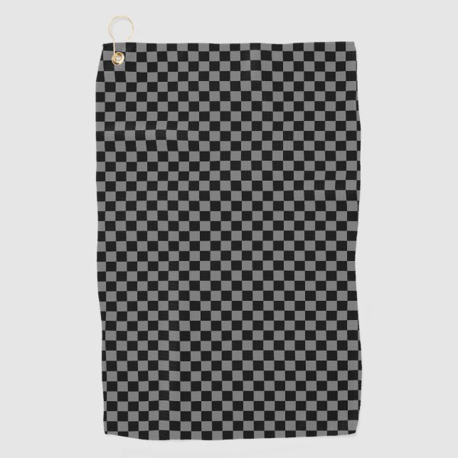 Custom Luxury Gray/Black Checkered Golf Towel (Front)