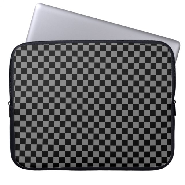 Custom Luxury Gray/Black Checkered Laptop Sleeve (Front)